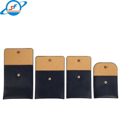High end custom logo pu leather Microfiber Button Jewelry Pouch white pink velvet drawer jewelry gift bag pouch with log