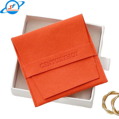 Jewelry bag Custom logo Envelope Elastic drawstring design suede velvet microfiber bag
